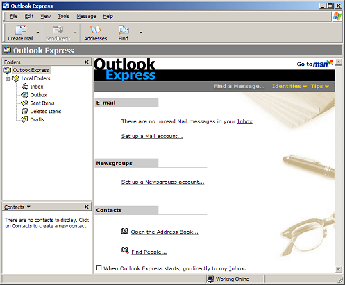 outlook home screen